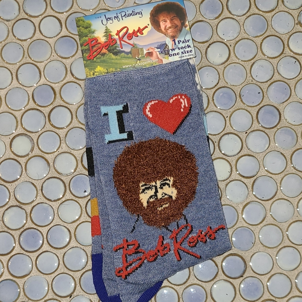 Blue Bob Ross Socks